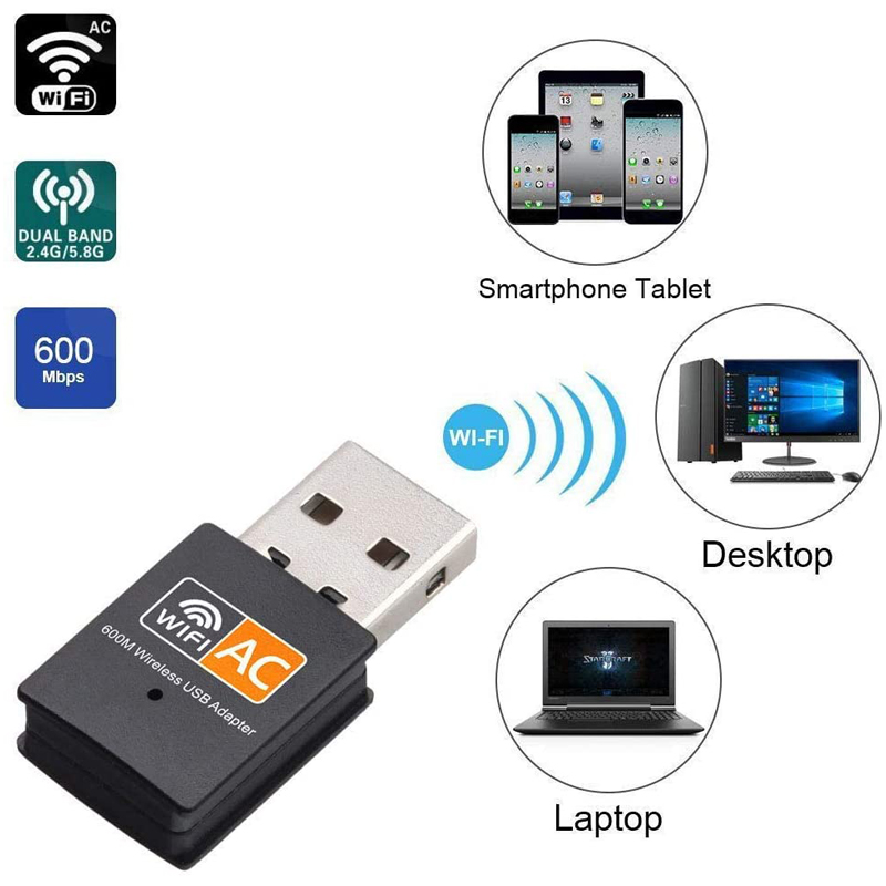 Thiết bị điều hợp wifi KCO AC3 giao diện USB 600mbps 2 kênh 2.4G/ 5G cho laptop/máy tính | BigBuy360 - bigbuy360.vn