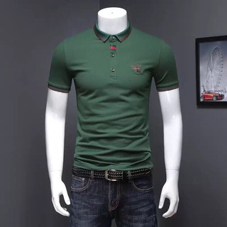 Áo thun cổ trụ nam phong cách hàn quốc, xanh bộ đội