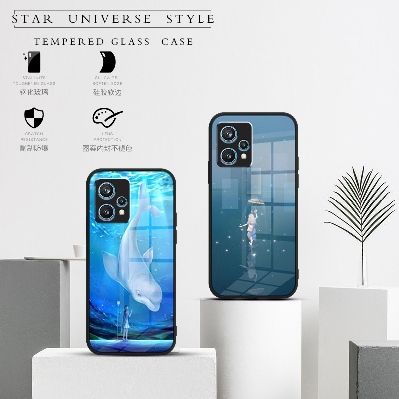 Ốp Điện Thoại Kính Cường Lực Viền Silicone Mềm Cho OPPO Realme 9 pro plus / Realme 9 pro+