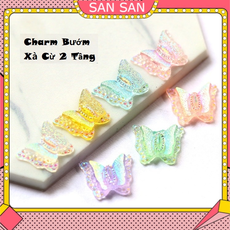 Charm Bướm Xà Cừ 2 Tầng Cánh Bướm TRANG TRÍ MÓNG
