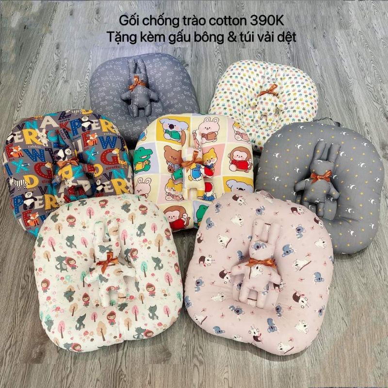 ♥️Tặng kèm túi ♥️ Gối chống trào cotton cho bé mẫu 2022