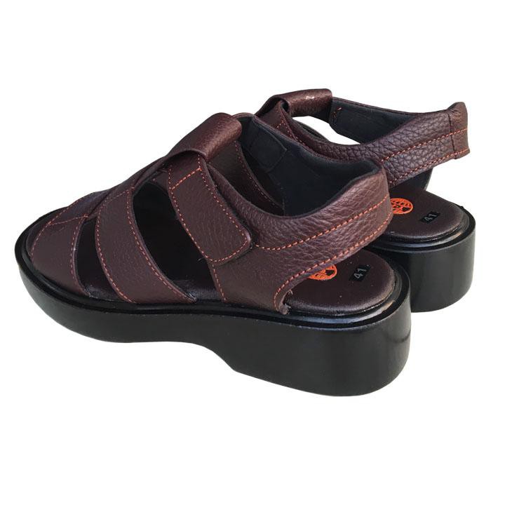 Dép sandal nam da bò màu nâu đế PU  cao 4. 5cm