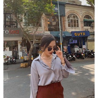 Áo sơ mi lụa satin Cói Design