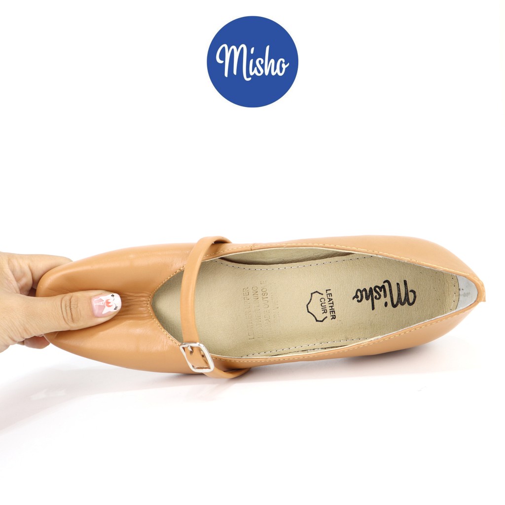 Giày búp bê da thật mũi vuông cao 3cm Misho 1158 | BigBuy360 - bigbuy360.vn