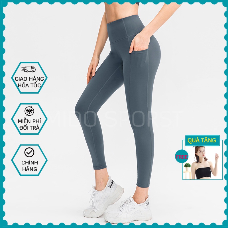 Quần tập Gym, Yoga nữ dài có túi, kiểu quần tập legging nâng mông, cạp cao co giãn 4 chiều, thoáng mát - QL12