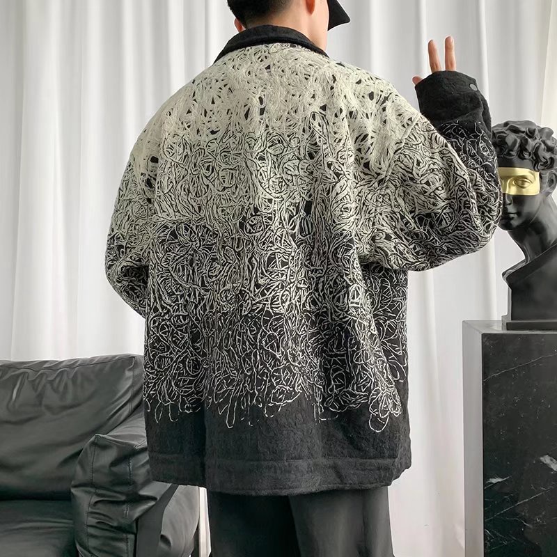 Áo khoác bóng chày dáng rộng in họa tiết cá tính thời trang hàn quốc cho nam