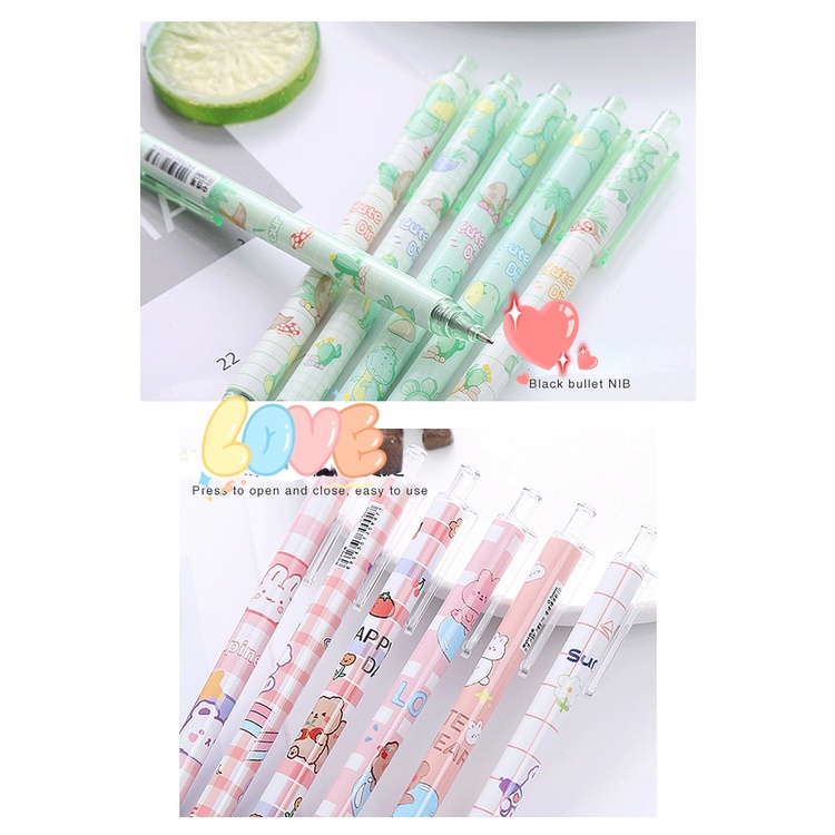 Set 6 Bút Mực Có Nút Nhấn Tiện Lợi Chất Lượng