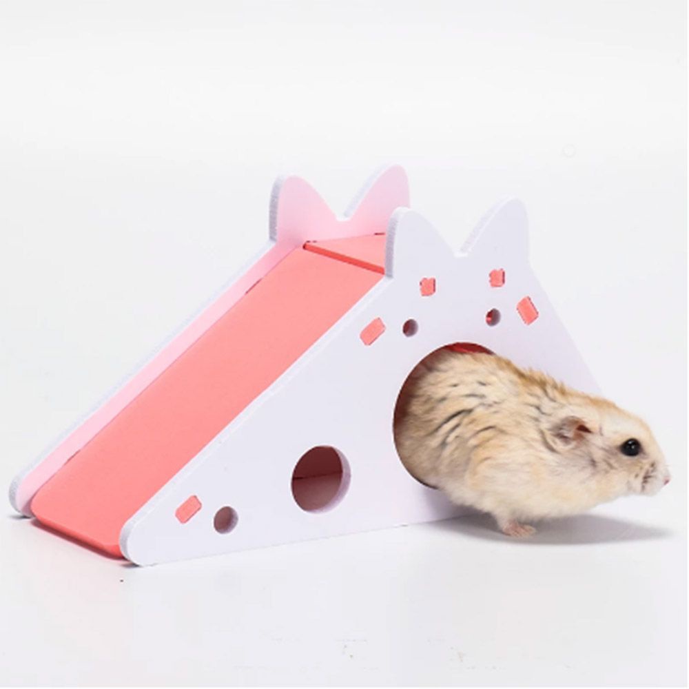 Đồ chơi nhà gỗ thang trượt ẩn náu thể dục thể thao cho hamster chuột lang nhà