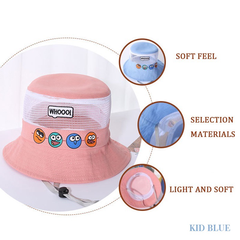 Nón Tai Bèo Phối Lưới Thoáng Khí In Họa Tiết Hoạt Hình Dễ Thương Thời Trang Cho Bé