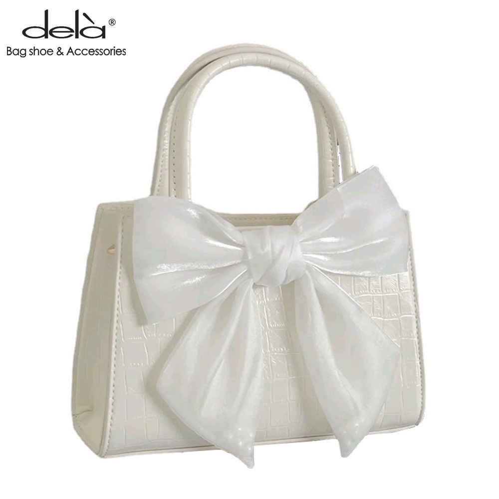 Dela Túi Xách Nữ Đeo Chéo Vai Hình Vuông Nhỏ Thiết Kế Nơ Phong Cách trắng Cổ Tích Mới Dành Thời Trang Cho Nữ