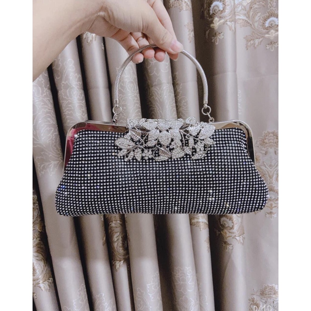 Clutch cầm tay đính đá sang trọng/ xắc cầm tay đi tiệc