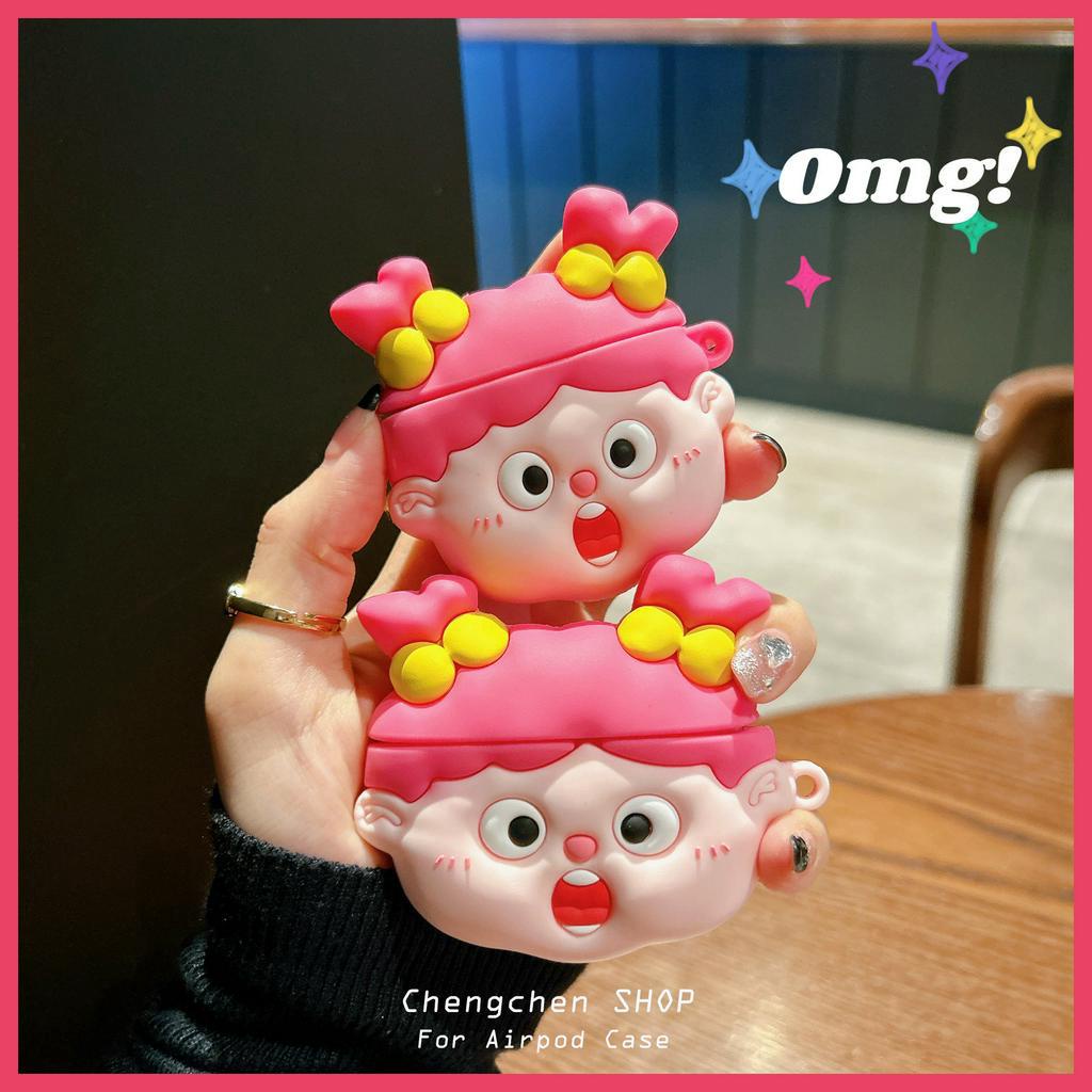 Vỏ Bảo Vệ Hộp Sạc Tai Nghe AirPods3rd gen 2023 / Pro2 Họa Tiết Cô Gái Bện Xinh Xắn Dễ Thương Ốp