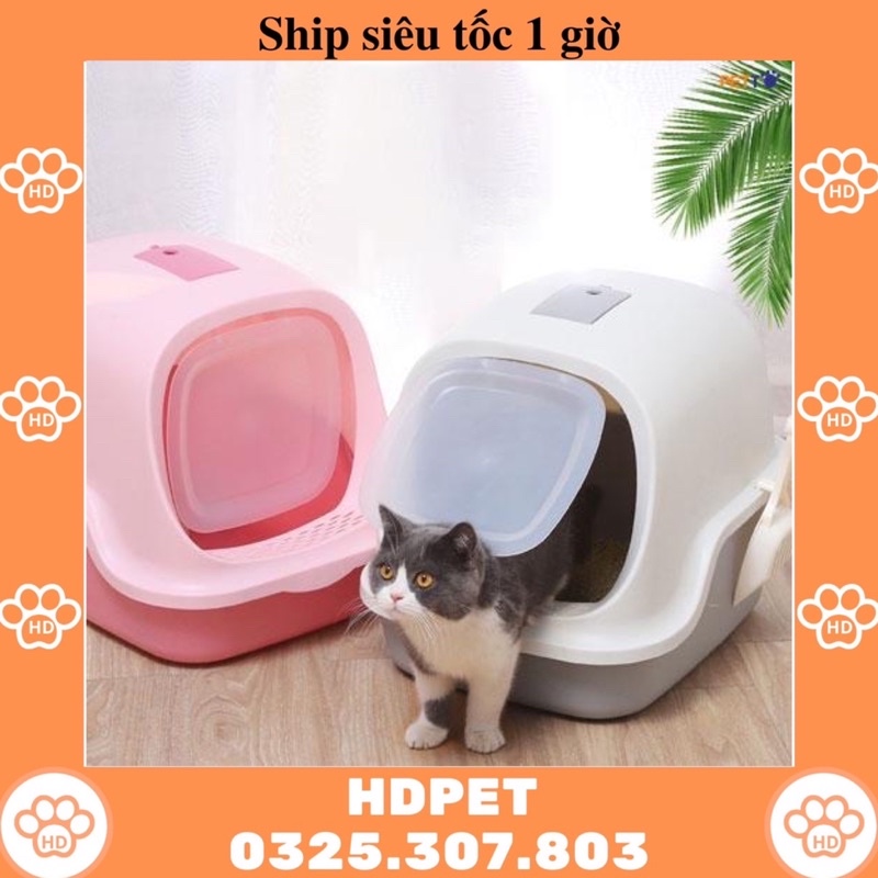 Nhà vệ sinh mèo nắp vỏ sò - Phụ kiện thú cưng Hà Nội