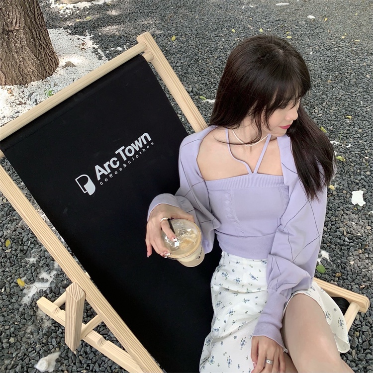 COZOK Set áo dệt kim + áo tay dài thời trang xinh xắn cho nữ