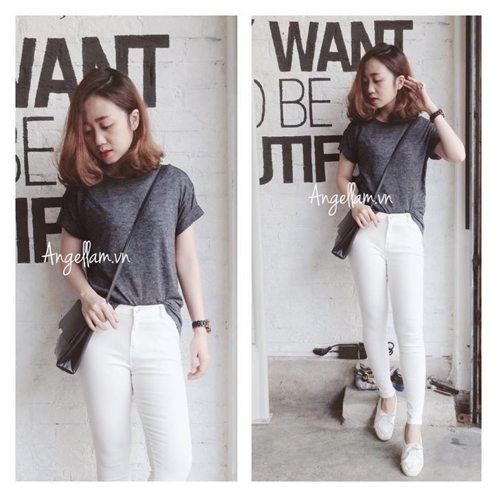 Quần Kaki Nữ Màu Trắng Hàng Co Giãn