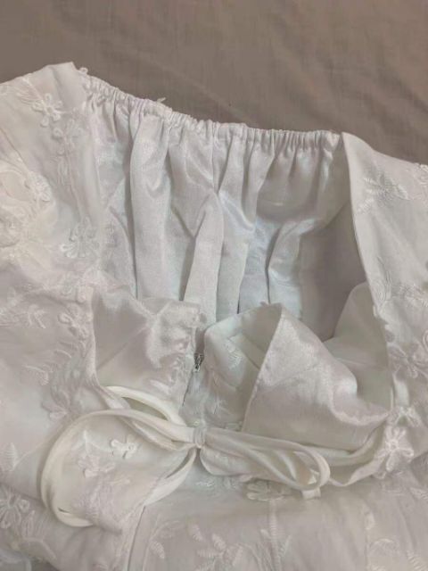(Sẵn S) Váy trắng tay bồng ôm ngực basic style Hàn Quốc / Đầm trắng cổ vuông ulzzang (có feedback) | BigBuy360 - bigbuy360.vn