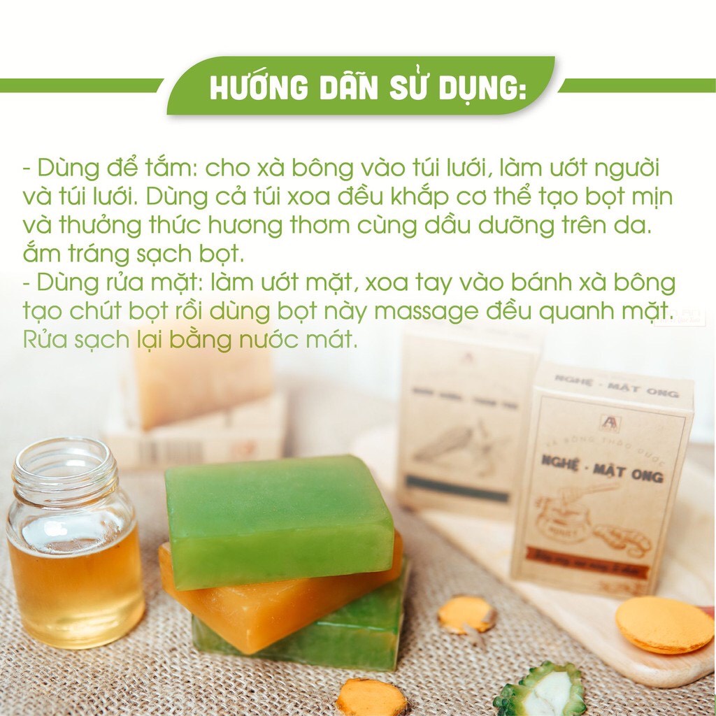 Xà Bông Nghệ Mật Ong Soap Sinh Dược An An Giúp Trắng Sáng Da, Ngừa Thâm Hiệu Quả, An Toàn Từ Thiên Nhiên