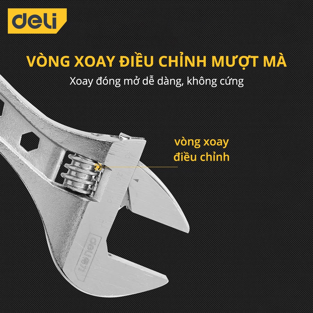 Mỏ Lết Đa Năng Deli Chính Hãng 8-10-12 Inch - Tay Cầm Nhựa Chắc Chắn - Chất Liệu Siêu Bền, Chống Ăn Mòn - DL30108