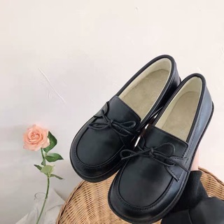[SẴN NÂU 36] Giày ulzzang mũi tròn dây nơ (ảnh thật ở cuối)