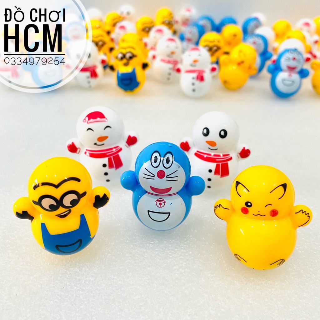 Đồ chơi lật đật mini siêu dễ thương hình Doremon, Pikachu, Minion giúp xả stress, giảm căng thẳng