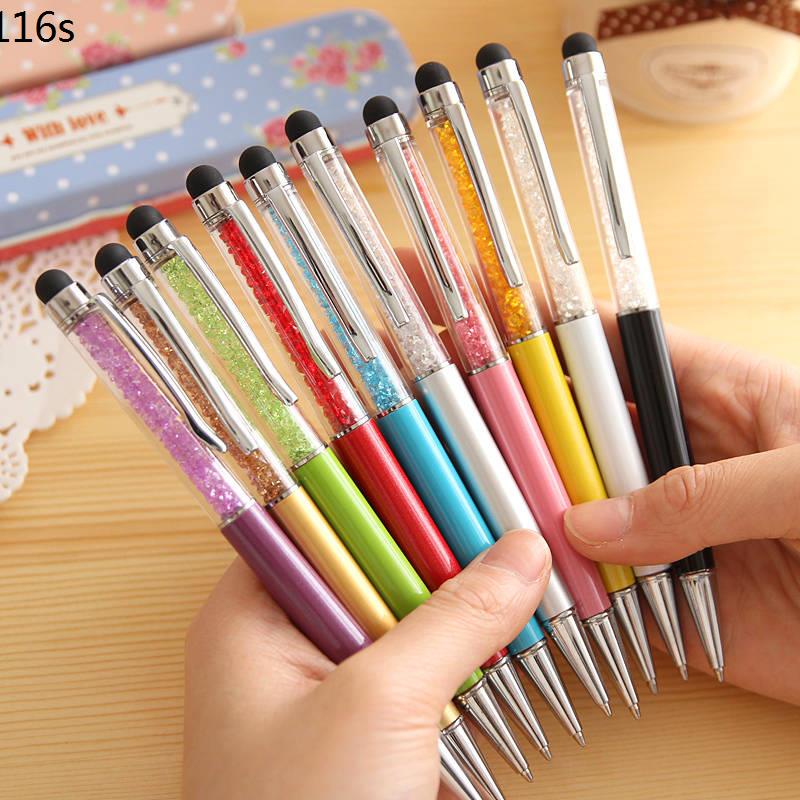 Bút Bi Đính Kim Cương Pha Lê Năm Màu Thông Dụng Cho Điện Thoại Di Động / Máy Tính Bảng Apple ipad