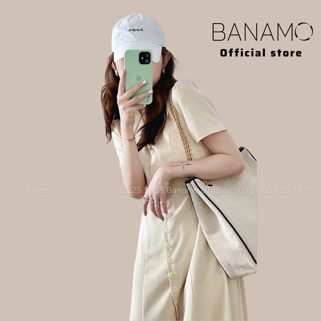 Váy sơ mi cộc tay ulzzang nơ thắt eo dáng xòe thời trang Banamo Fahsion đầm sơ mi công sở nơ lưng 5921