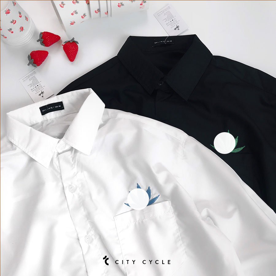 Áo sơ mi ngắn tay phối lá City Cycle - Áo khoác sơ mi nam nữ Unisex form rộng Local Brand | BigBuy360 - bigbuy360.vn