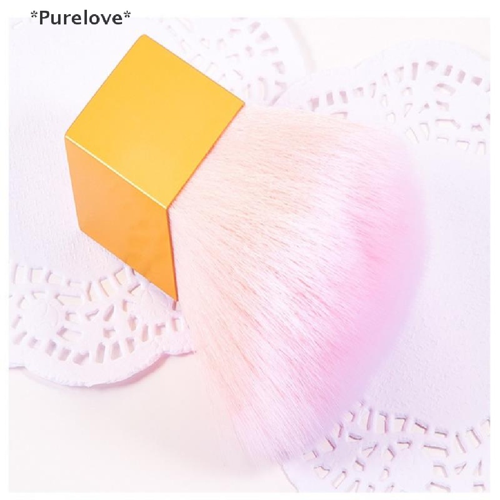 [[Purelove]] Nail Cleaning Dust Brush Square Gold Metal Handle Nail Art Care Manicure Pedicur [Hot Sell]
