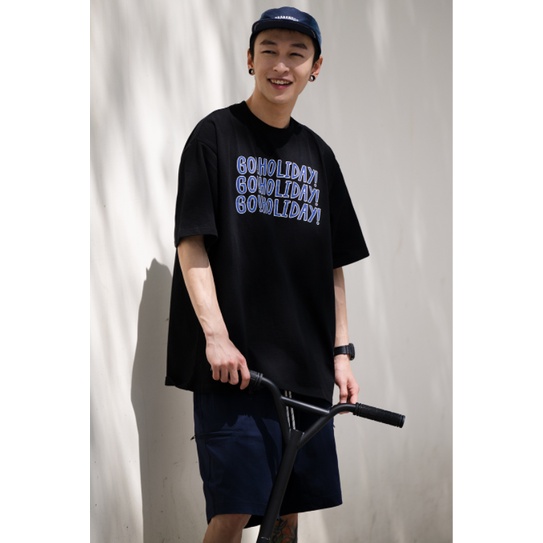 Áo phông from rộng holiday áo thun tay lỡ cổ tròn from rộng vải cotton Semir