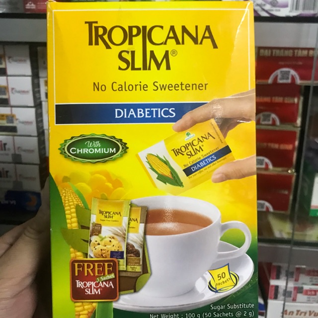 COMBO 3 HỘP ĐƯỜNG BẮP ĂN KIÊNG/ ĐƯỜNG ĂN KIÊNG TROPICANA SLIM DIABETICS - hộp 100gr ( 50 gói x 2gr )