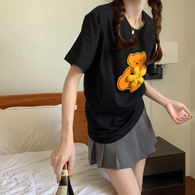 Áo Thun Tay Ngắn Dáng Rộng Họa Tiết Hoa Thời Trang Mùa Hè Cho Nữ