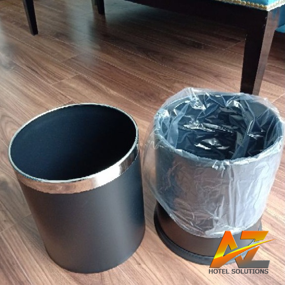 Thùng rác văn phòng inox 2 lớp màu đen đen chống bám vân tay cao cấp