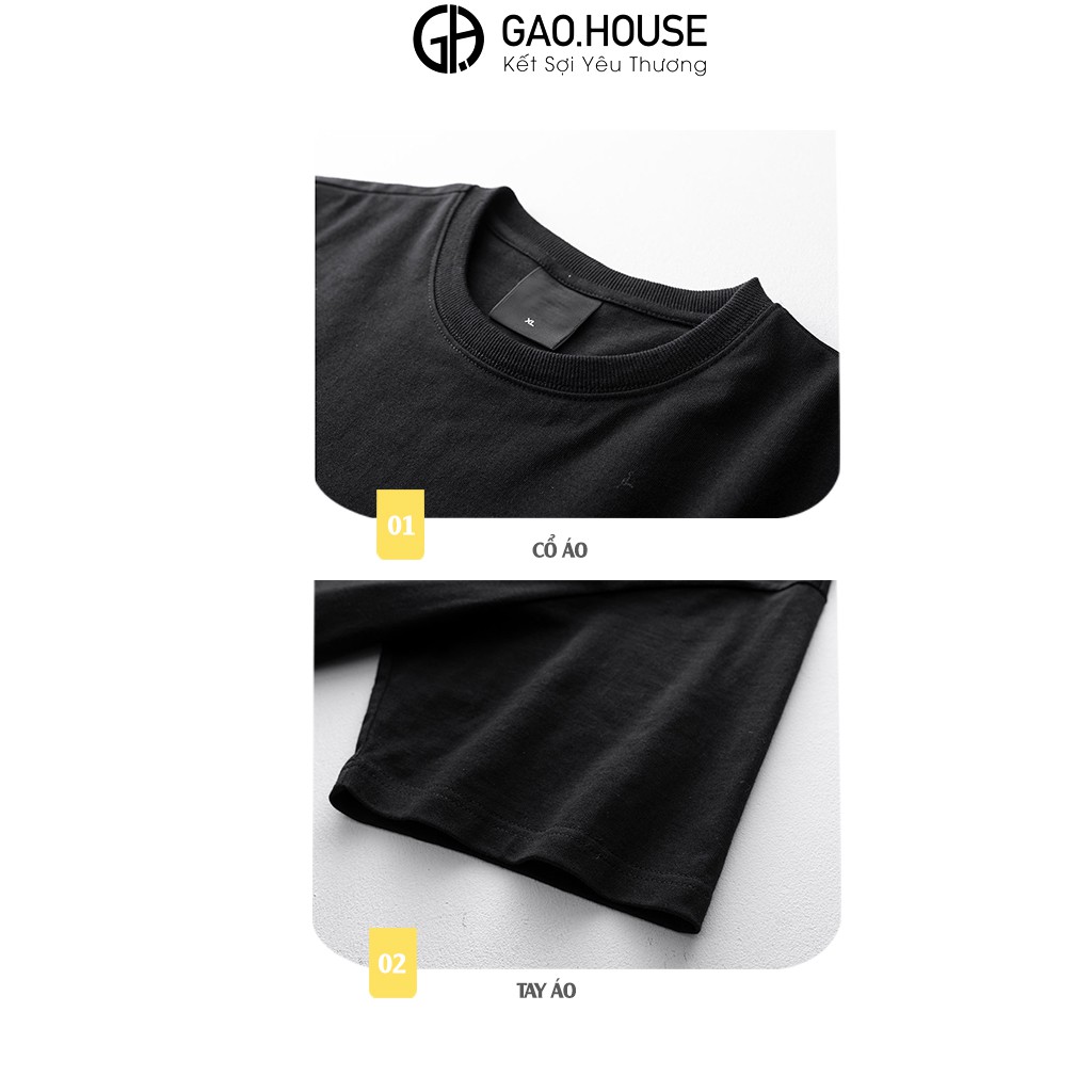 [Mã BMLT35] Áo thun nam nữ cộc tay Gạo House cotton màu đen chữ Try new thinkings gạch dáng oversize V226