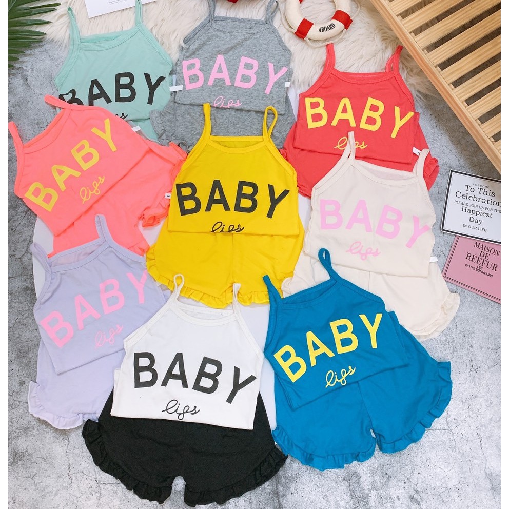 [CÓ QUÀ TẶNG ] Bộ 2 Dây Cho Bé Gái 1-4 Tuổi  BABY Kèm Quần Đùi Bèo Nhún Mặc Hè -Thời Trang Hè Bé Gái