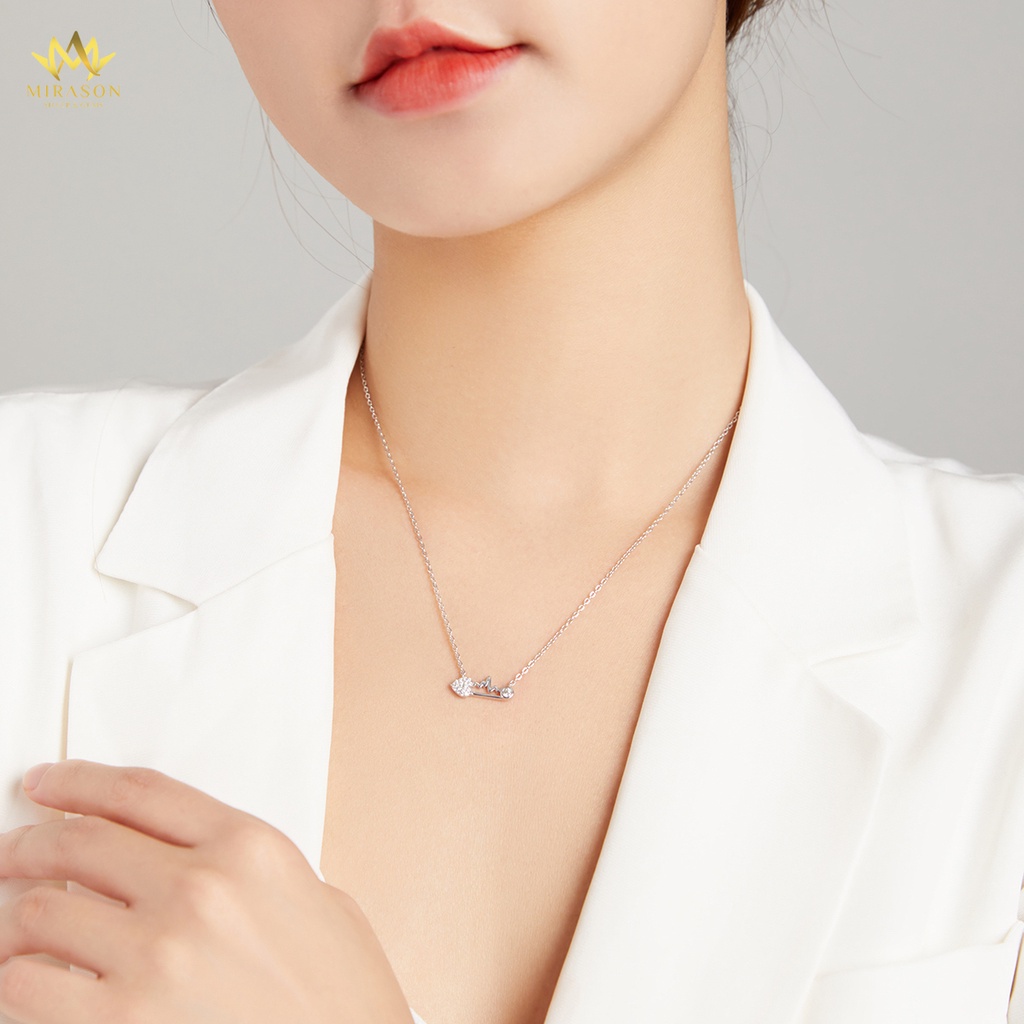 Dây Chuyền Bạc Nữ MIRASON Nhịp Đập Trái Tim Nạm Đá Sáng Lấp Lánh MDC081 - Vòng Cổ Nữ Bạc 925 Cao Cấp