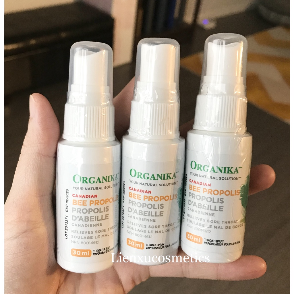 Xịt keo ong Organika Bee Propolis 30ml; HSD T2/2025( made in Canada)