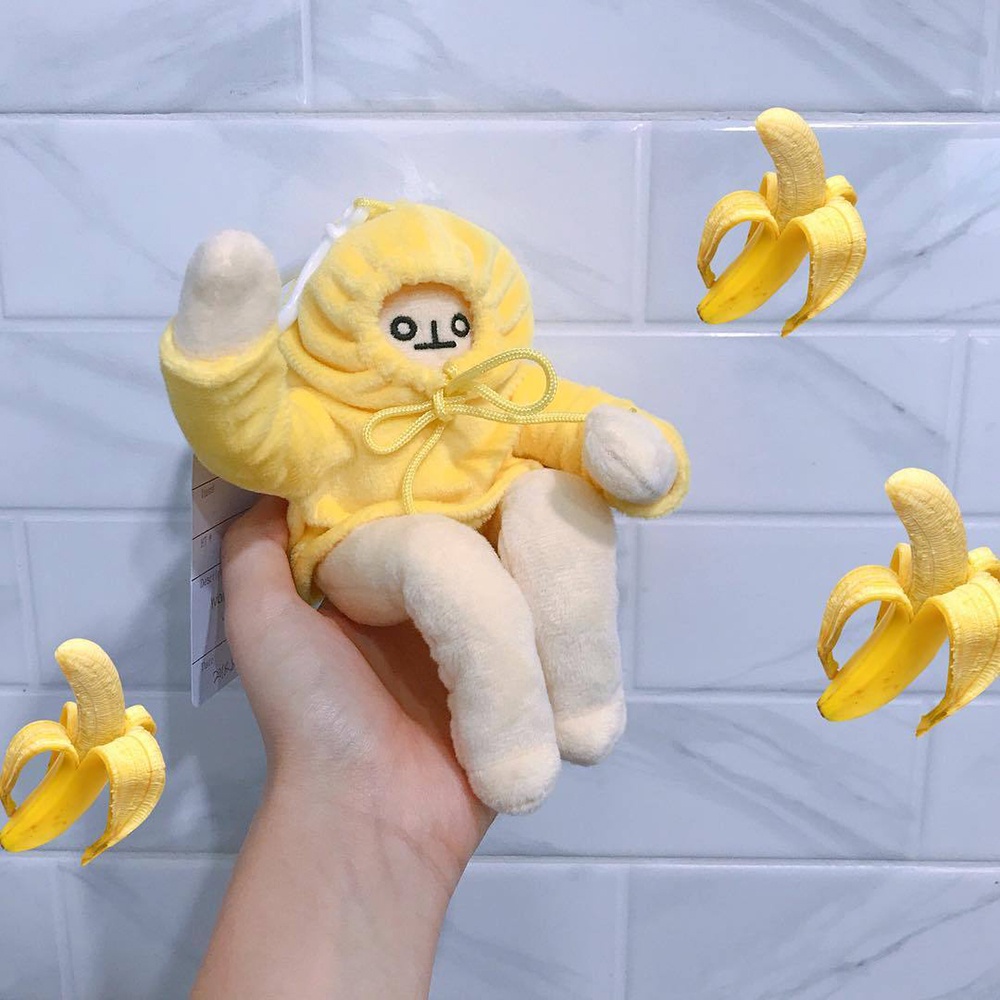 Net red creative doll Korean healing department squatting banana man expression bag pillow plush toy