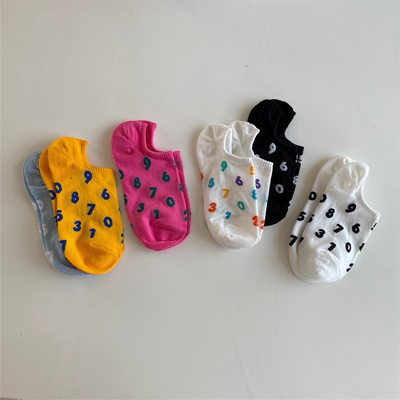 Vớ cotton chống trượt thoáng khí họa tiết số vui nhộn thời trang mùa hè cho nữ