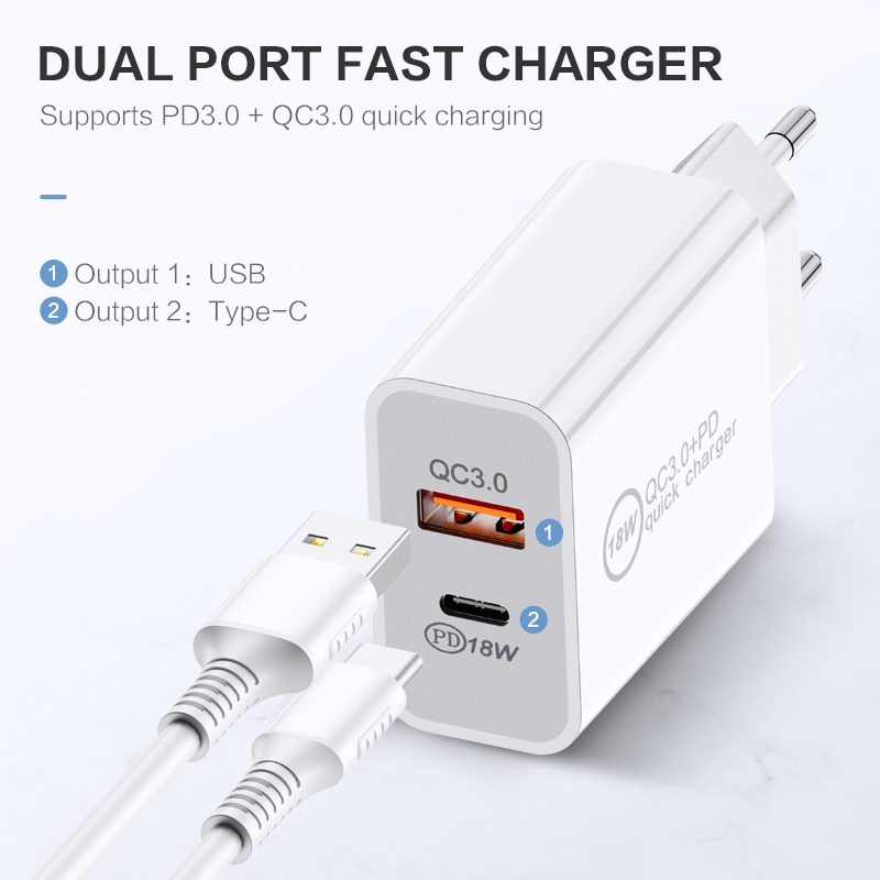 Củ sạc KCO PD08 hỗ trợ sạc nhanh 18W QC 3.0 cổng USB-C dành cho iPhone 12/ Mini/Pro/ Pro Max, iPad Pro