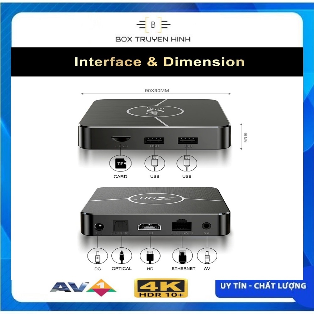 Android TV Box X98 Plus - Amlogic S905W2, 4GB Ram, 32GB bộ nhớ trong, Android TV 11, Dual Wifi, Bluetooth 5.0 AV1 HDR10+