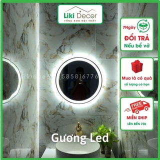 gương tròn treo tường nhà tắm, trang điểm cao cấp D70 led cảm ứng Likidecor