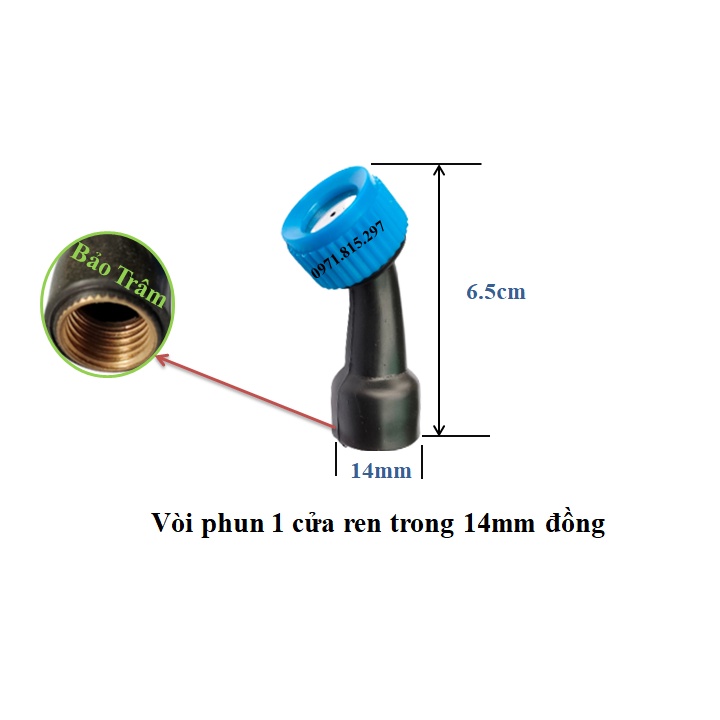 Béc tưới cây 1 đầu, ren đồng 13mm chất lượng cao BMC