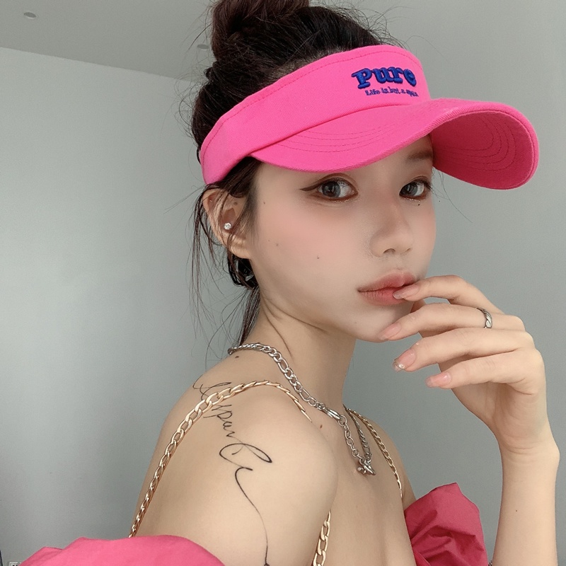 Nón Lưỡi Trai Hở Chóp Thêu Chữ Phong Cách Hàn Quốc Dành Cho Nữ