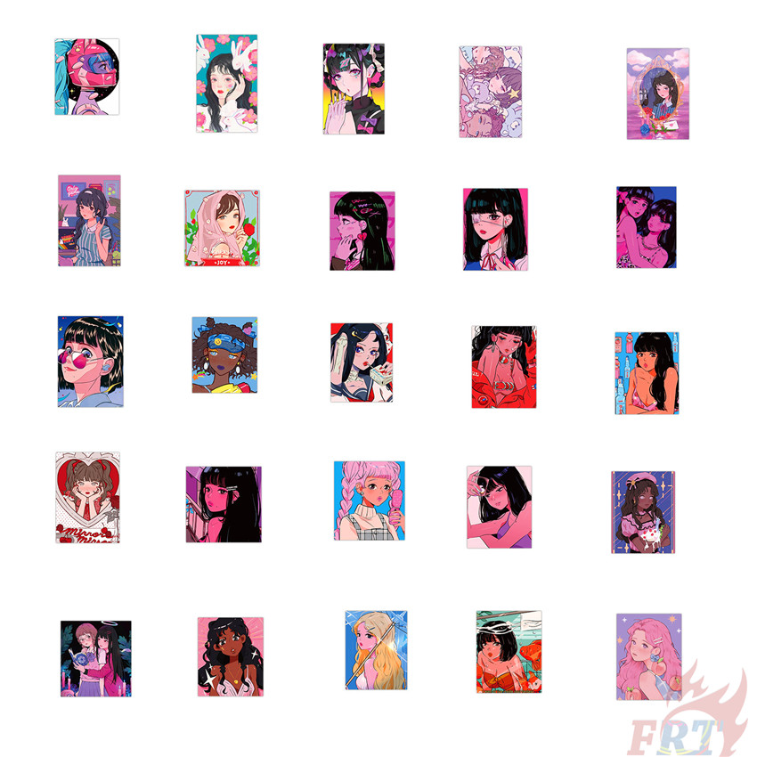 Set 50 hình dán họa tiết những cô gái xinh đẹp Pop Journal Girl - Series 01 Illustration Beauty