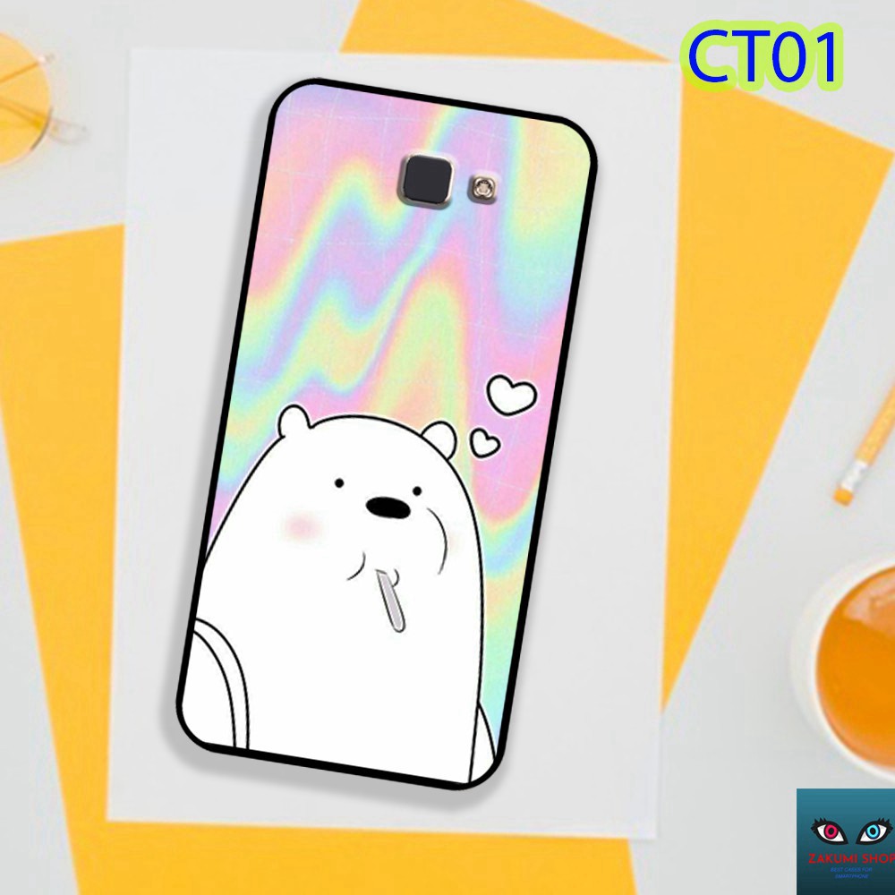 Ốp lưng kính SAMSUNG J7 PRIME J5 PRIME J4 CORE J4 PLUS gấu trắng Ice bear, in hình dễ thương siêu Cute dễ thương