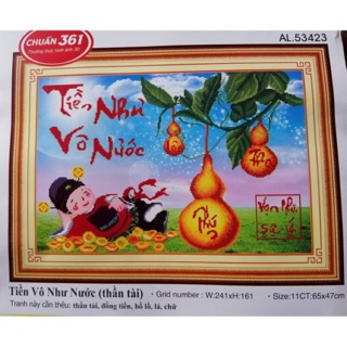 Tranh thêu Thần Tài Tiền Vô Như Nước 3D Ailuo 53423 (chưa thêu)
