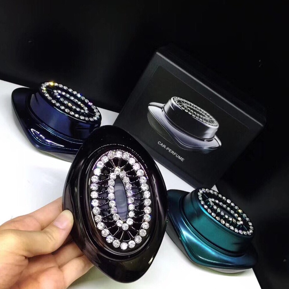 Nước Hoa Ô Tô Giảm Stress Cao Cấp Đính Đá Car Perfume Mùi Thơm Nhẹ Nhàng - Nước Hoa Trang Trí Xe Hơi - Nắp Oval