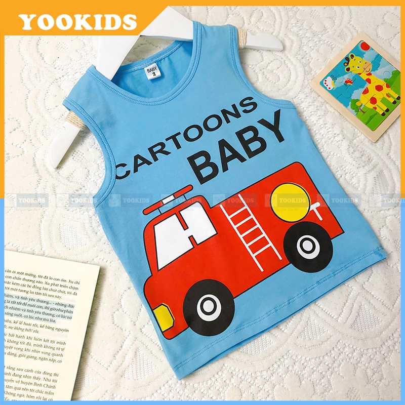 Áo ba lỗ bé trai YOOKIDS chất cotton co giãn 4 chiều &amp; thấm hút mồ hôi tốt _ Áo ba lỗ cho bé trai 12345 tuổi