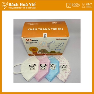 Khẩu trang trẻ em N95 có van Tulips màu trắng kháng khuẩn, lọc bụi mịn, hộp/20 chiếc