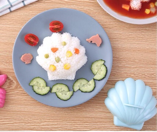 Bộ khuôn tạo hình cơm bento gấu-sò-cua - hàng xuất Nhật